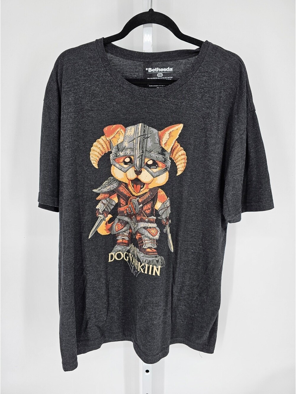 Bethesda Men's Viking Cat Black Short Sleeve Crew Neck T-shirt Size 2XL